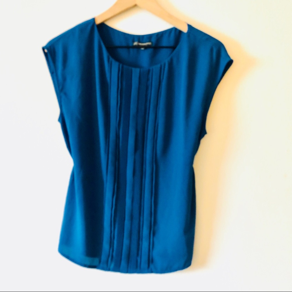 Adrianna Papell Blue Pleated Blouse Size M Women’s - Picture 2 of 8